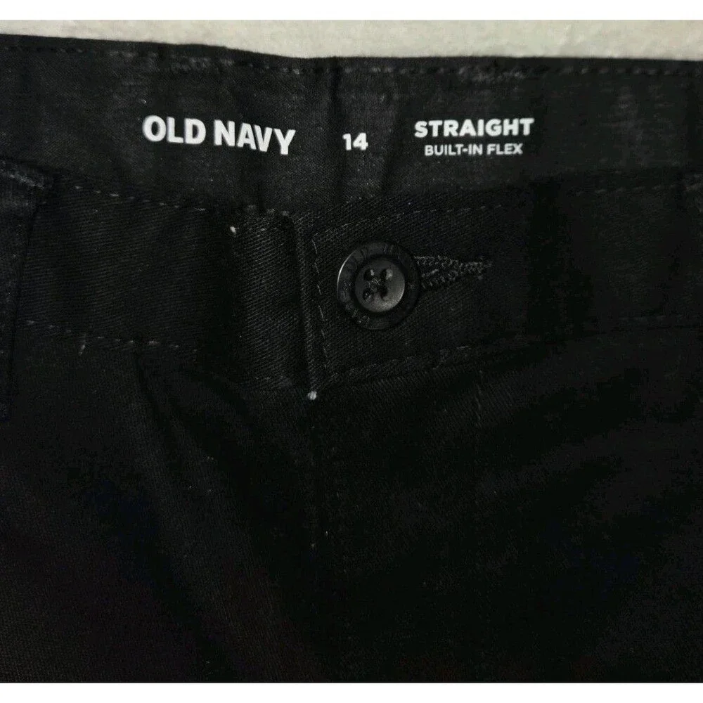 Boys Old Navy Size 14 Straight Pants Black Adjustable Waist 29x27
